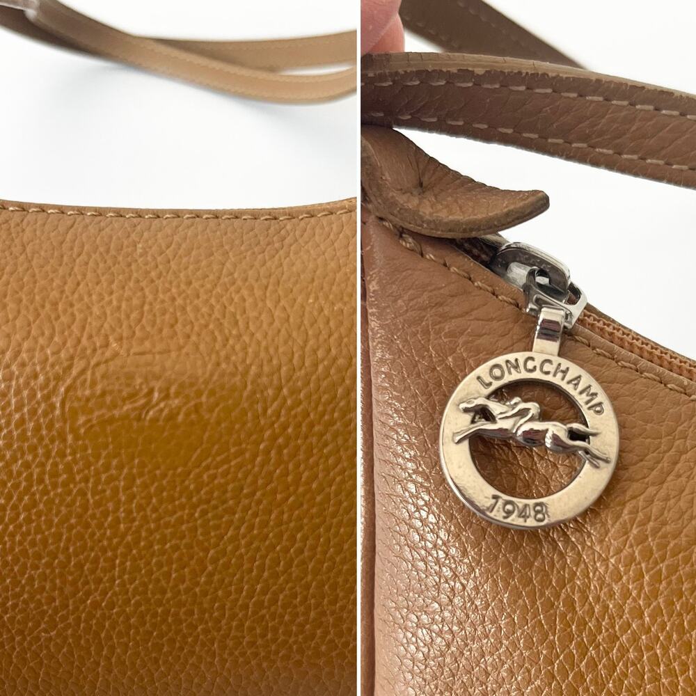 Longchamp Le Foulonne Vintage Beige Leather Baguette Convertible Shoulder Bag - Picture 3 of 9